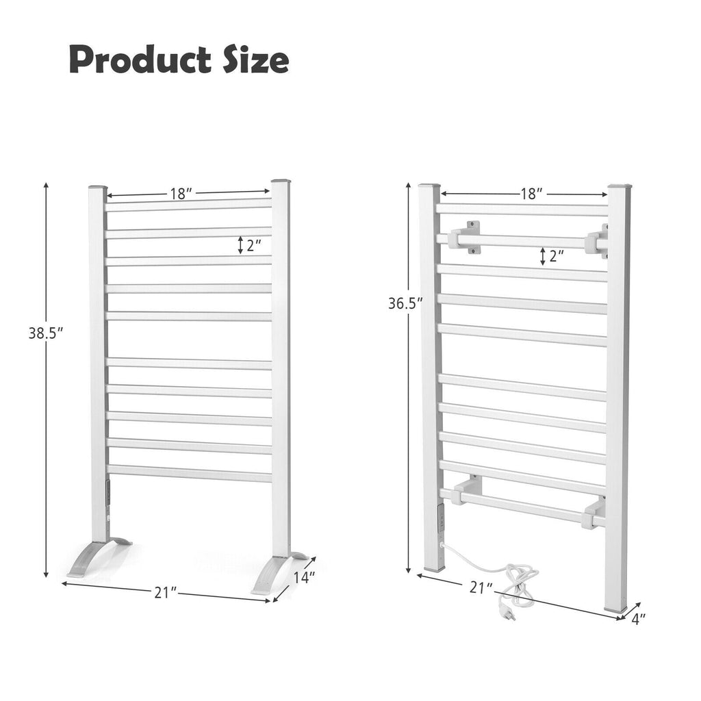 2-in-1 150W Freestanding and Wall-mounted Towel Warmer Drying Rack with Timer