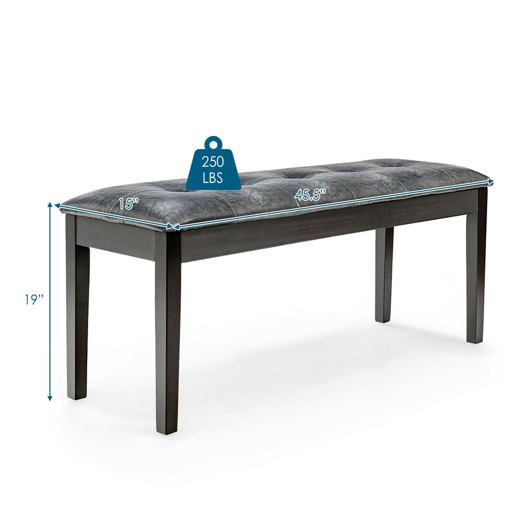 Upholstered Dining Room PU Bench Solid Wood Button Tufted
