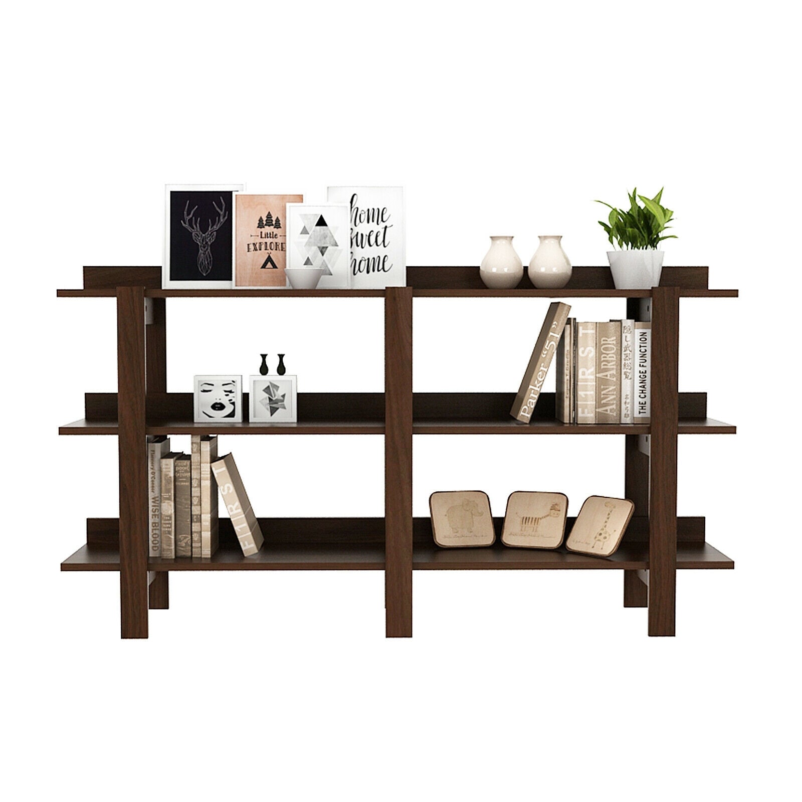 59 Inch Console Table with 3-tier Open Shelf for Front Hall Hallway and Foyer