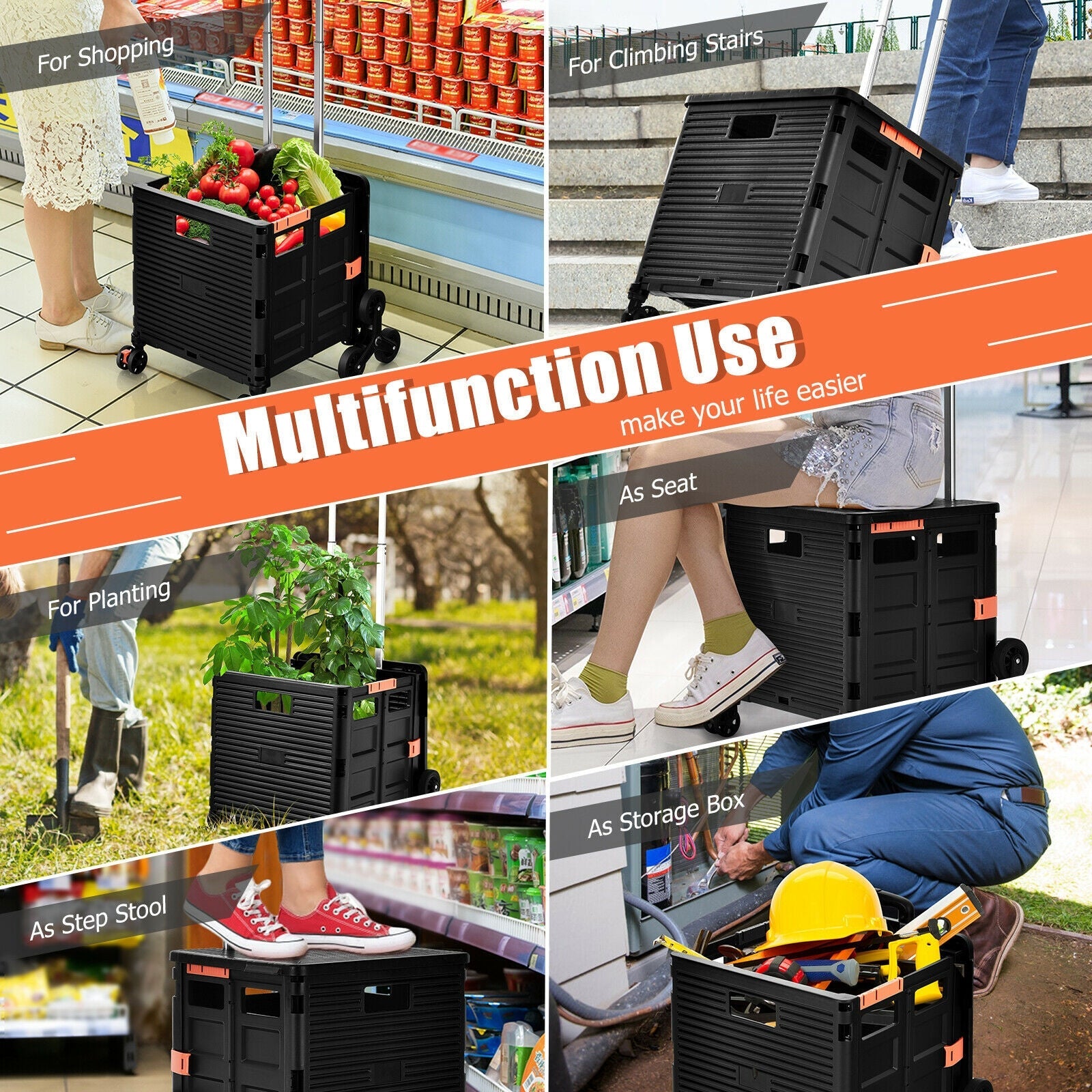 Costway Foldable Utility Cart for Travel and Shopping