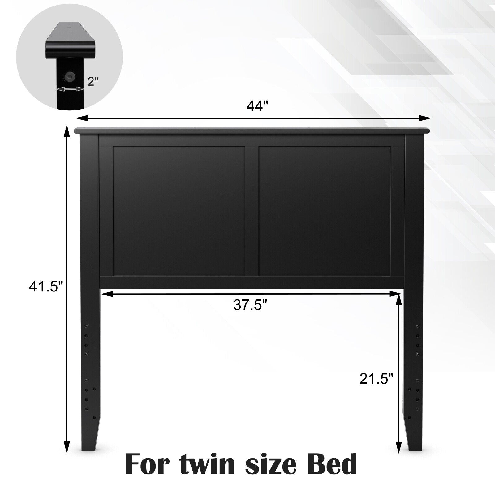 Solid Wood Flat Panel Headboard for Twin-size Bed
