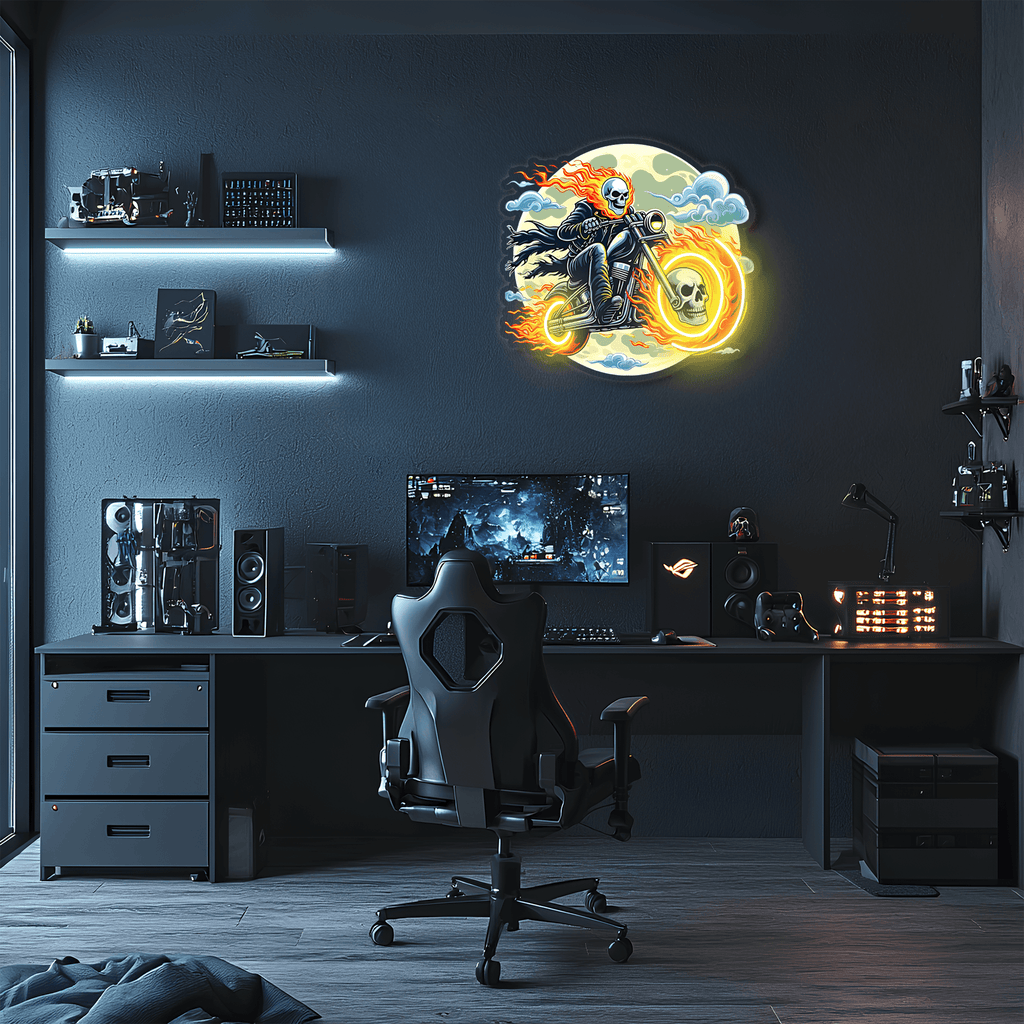 Neon Wall Light Ghost Driver - Custom Handcrafted UV Printed