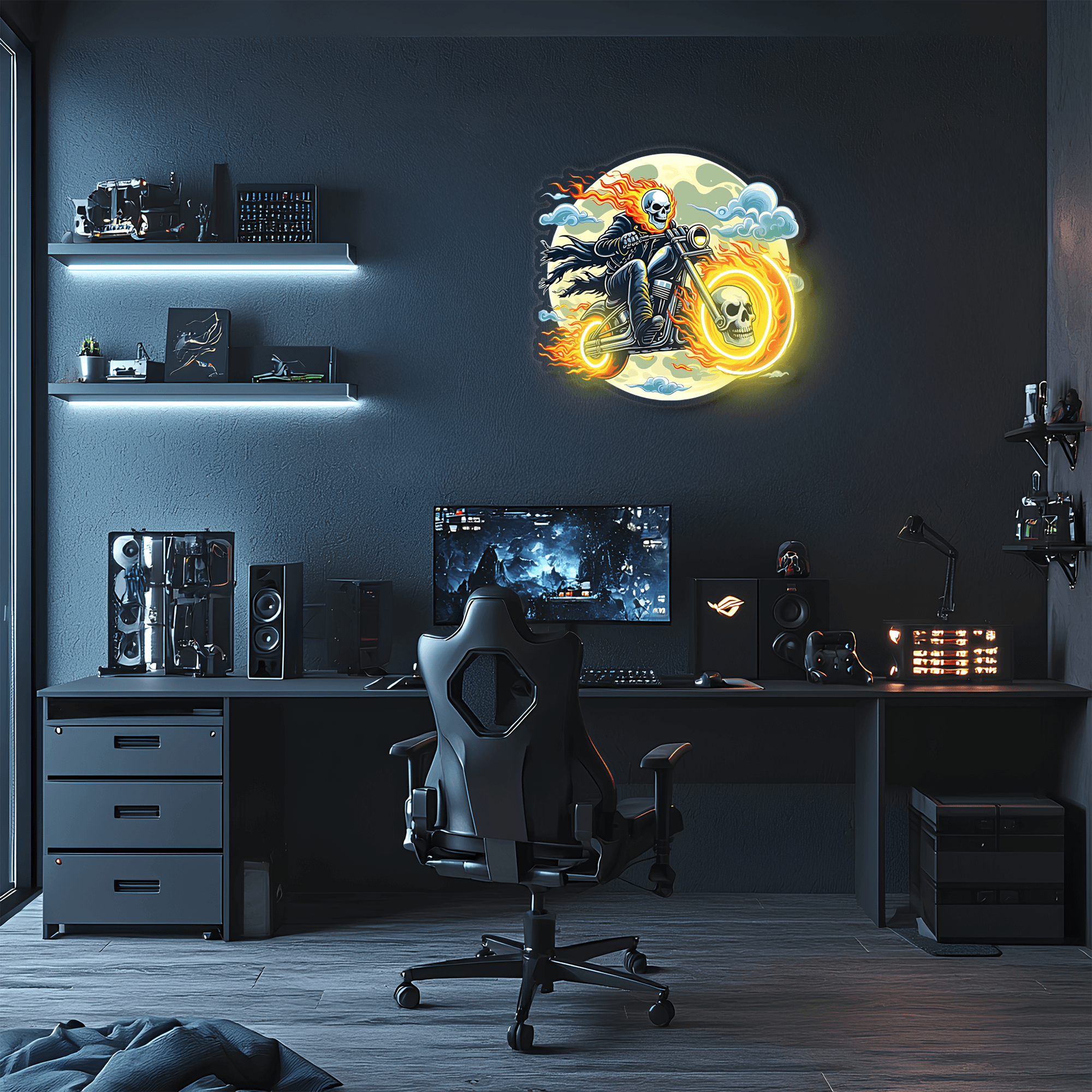 Neon Wall Light Ghost Driver - Custom Handcrafted UV Printed