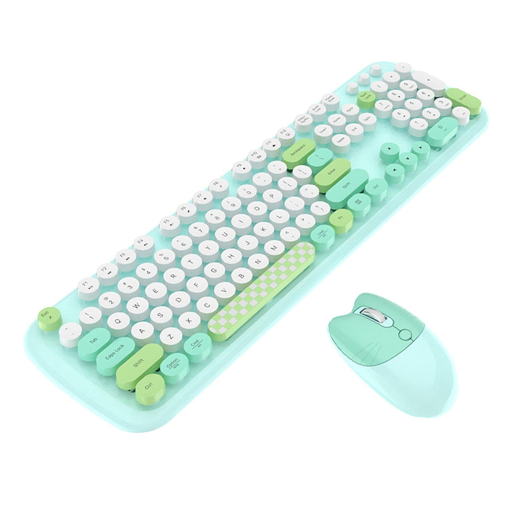 Wireless Keyboard & Mouse Combo - Silent Click, Colorful 104 Keys