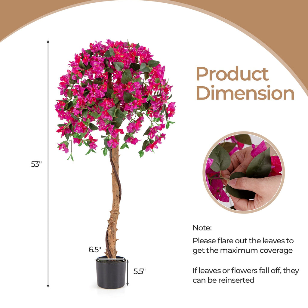 Set of 2 4.5 Feet Artificial Azalea Tree with Cement Pot-Red