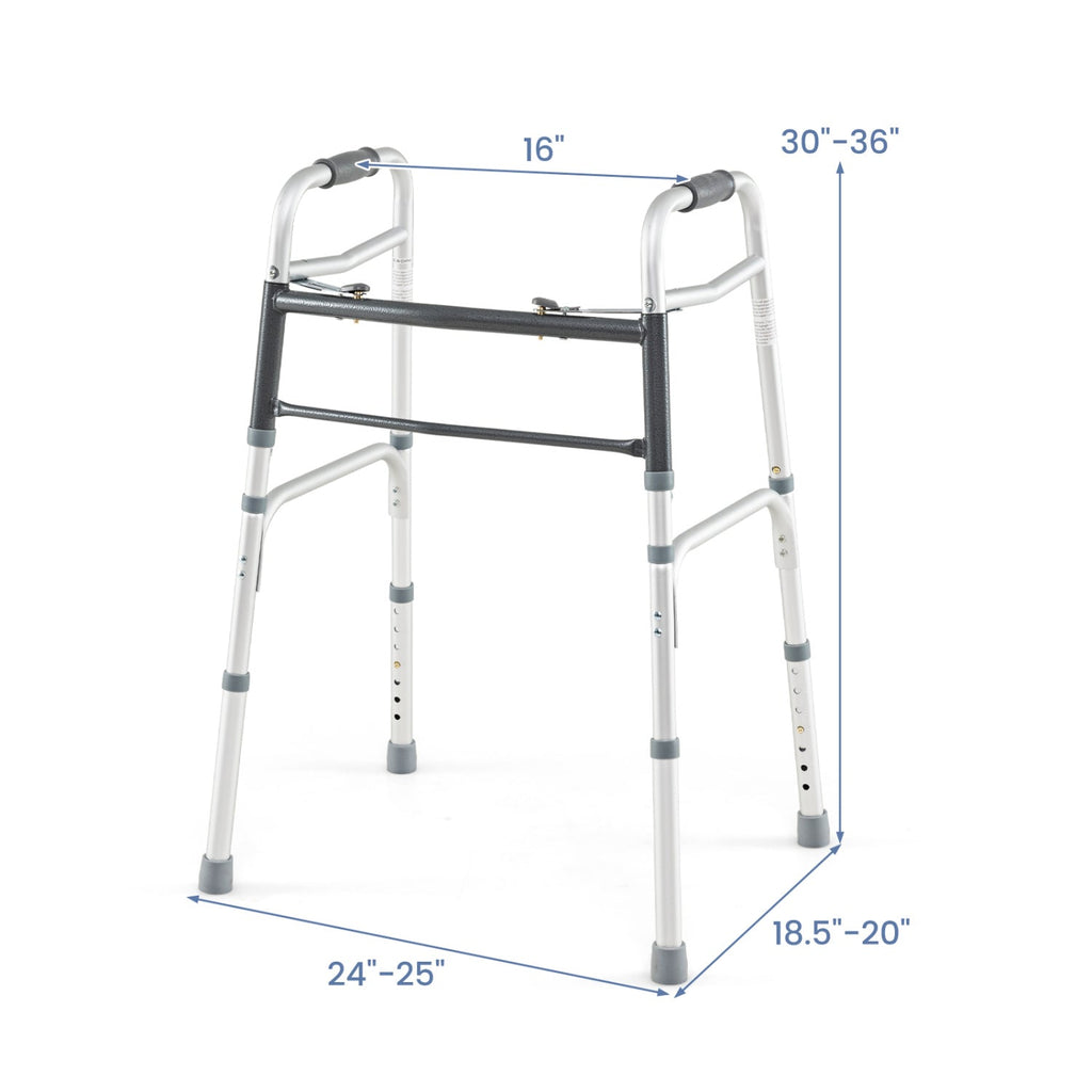 2-Button Folding Walker Lightweight with 7-Level Adjustable Height