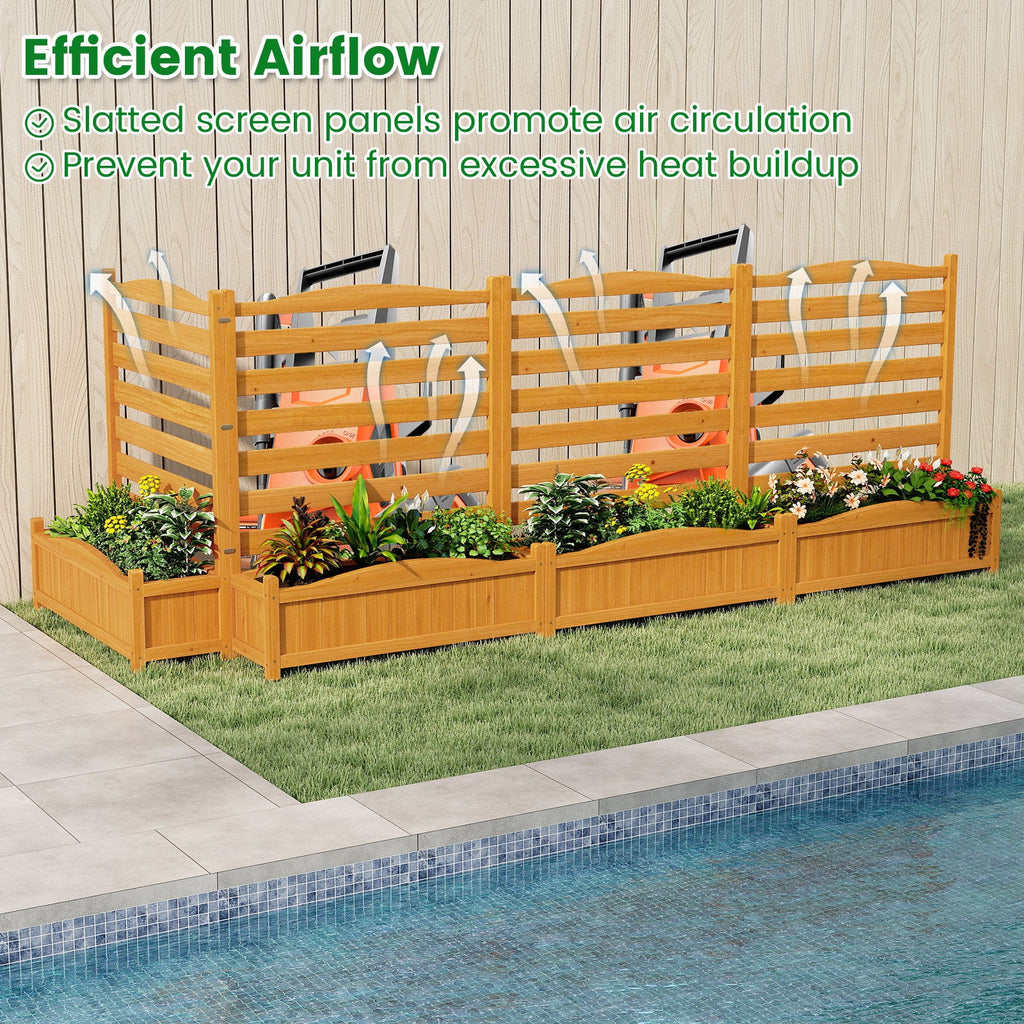 2-Panel Freestanding Outdoor Wood Privacy Screen-Yellow