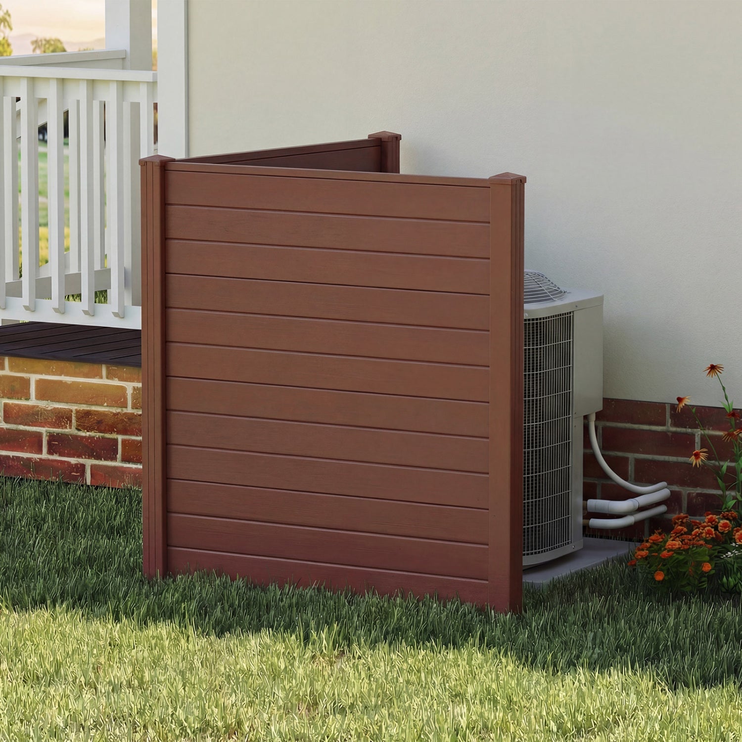 2 Panels 48 x 48 Inch Air Conditioner Trash Can Pool Equipment Enclosure-Brown