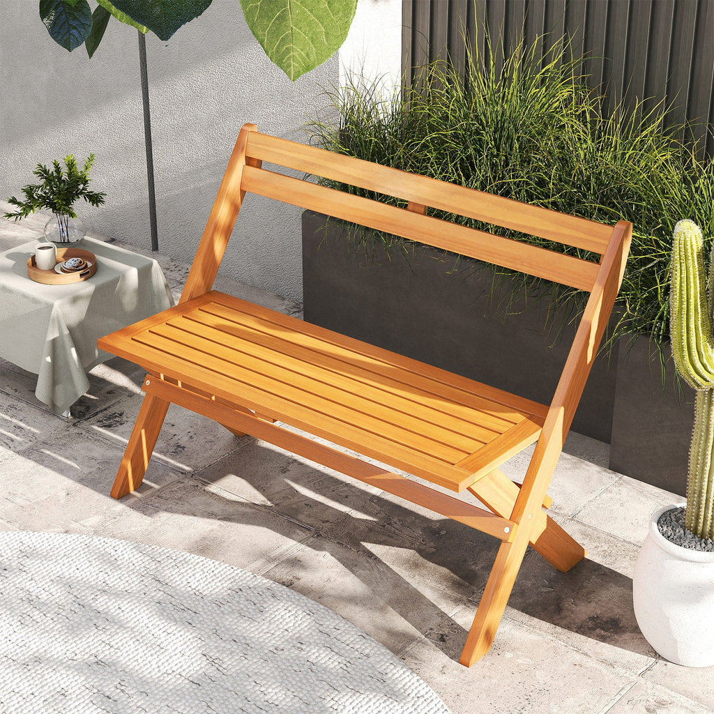 2-Person Acacia Wood Patio Garden Bench with 800 lbs Capacity
