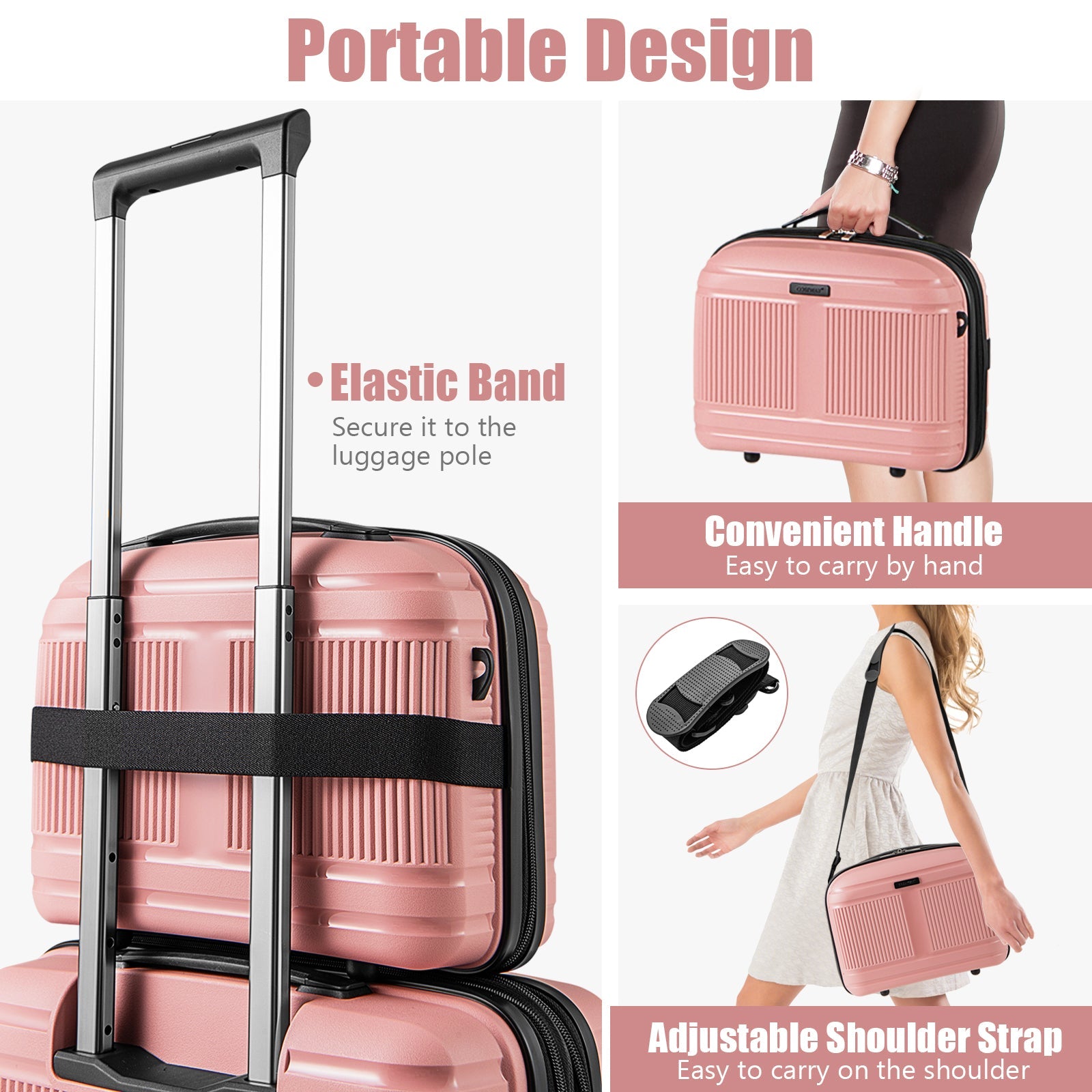 2-Piece Luggage Set 20 Inch Carry-on Suitcase and 14 Inch Cosmetic Case