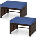 Multipurpose Outdoor 2 Pieces Patio PE Rattan Ottomans Footstool