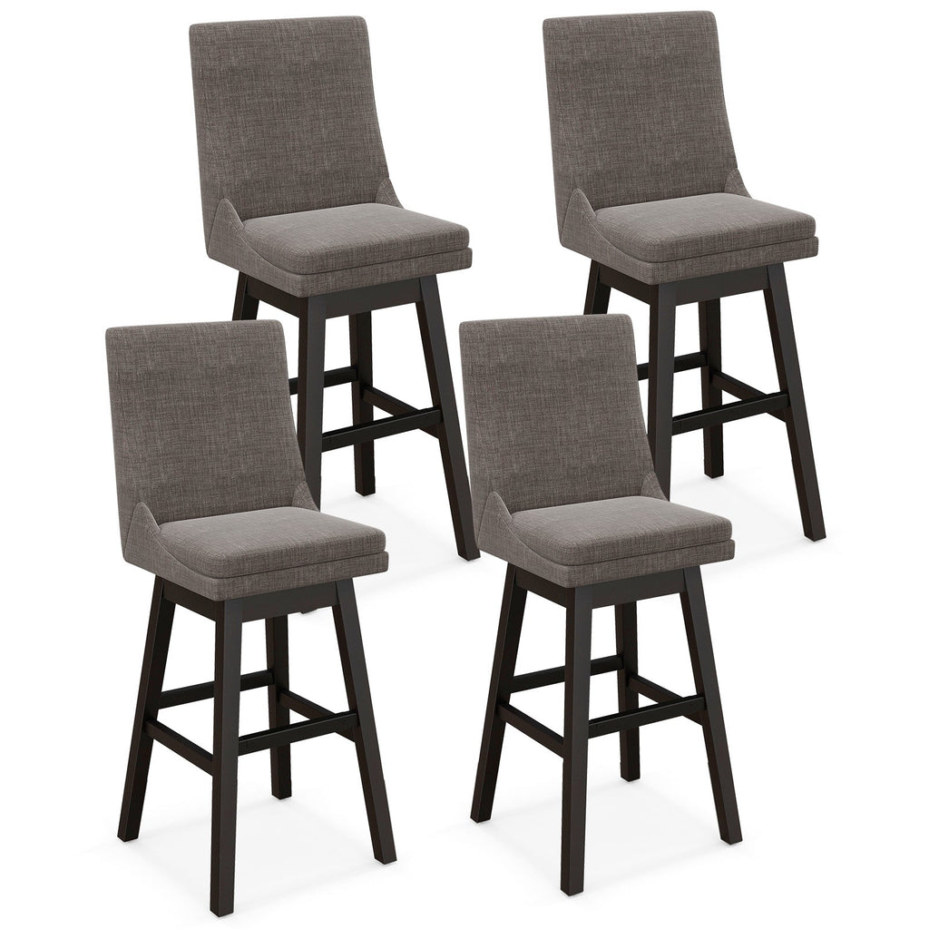 Set of 2 360¬∞ Swivel Bar Stool with Rubber Wood Legs Footrest