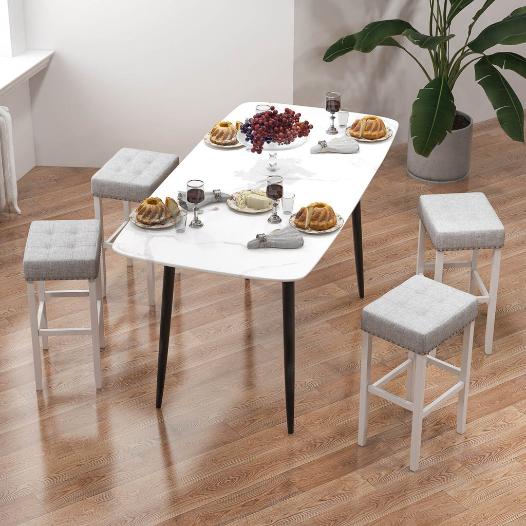 2 Pieces Counter Height Bar Stools with Sponge Padded Cushion