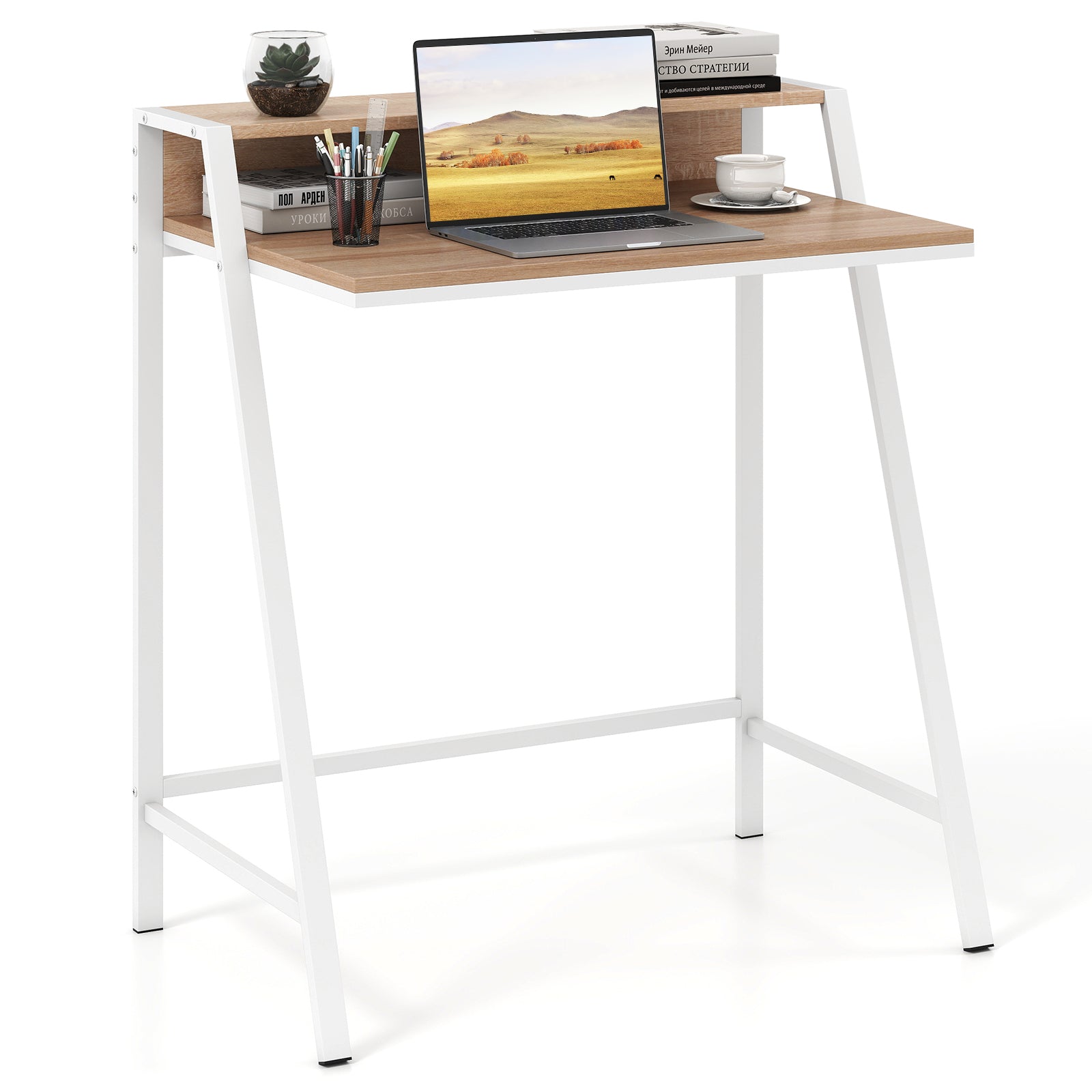 2 Tier Computer Desk PC Laptop Table Study Writing Home Office Workstation New