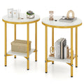 2-Tier Round Coffee Table with Storage Shelf