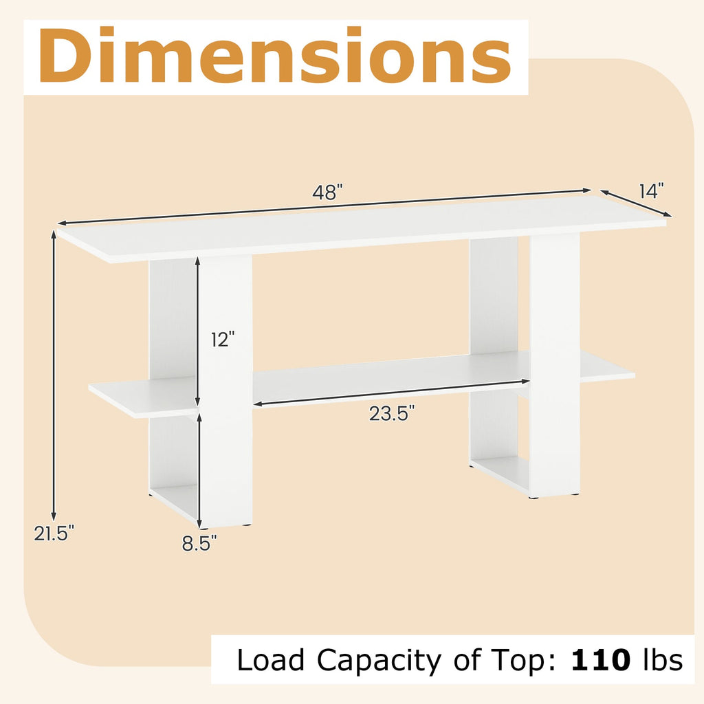 2-Tier TV Stand with Storage for TVs up to 55 Inch Console Table with Open Shelf
