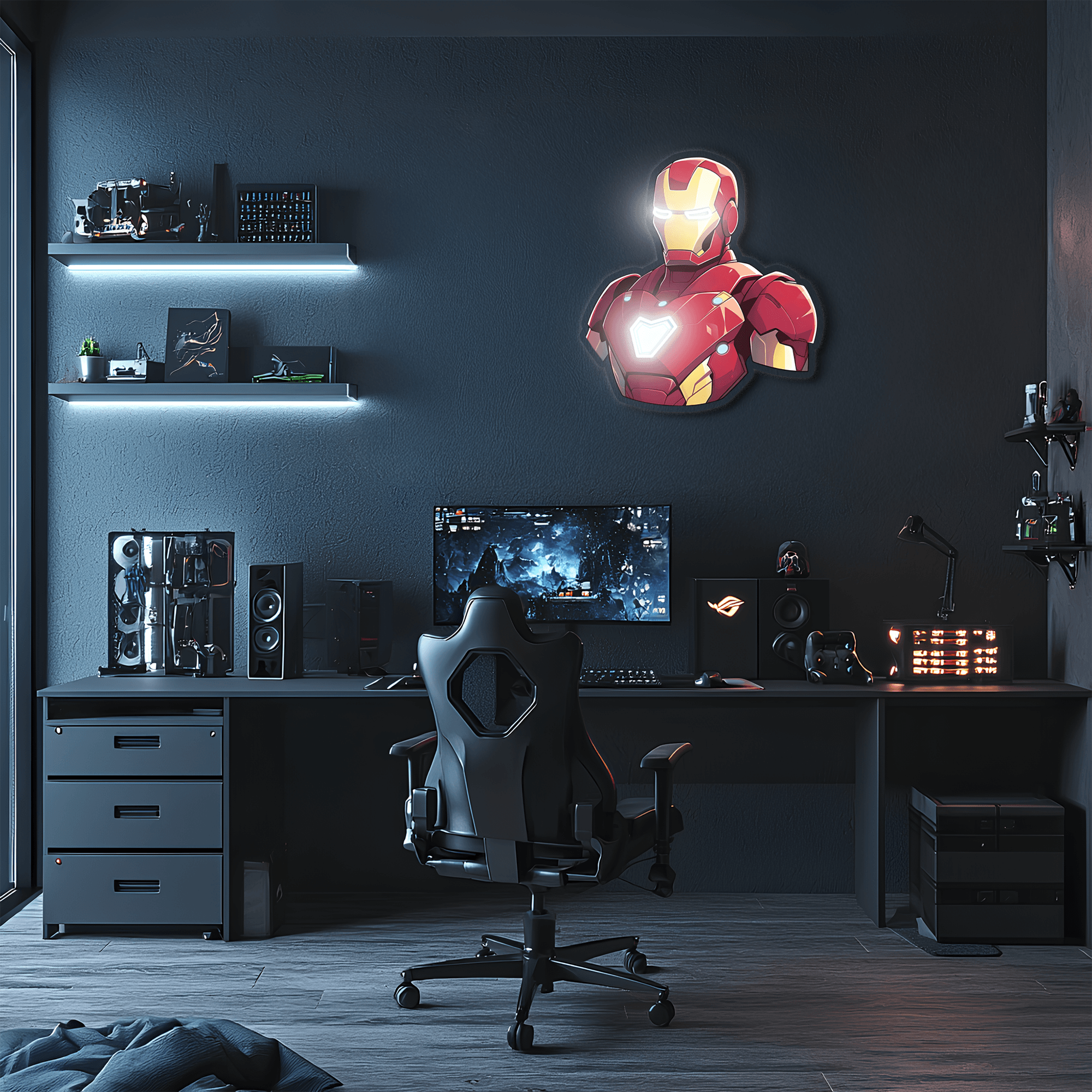 Ironman Neon Wall Sign - LED Light with Clear Acrylic Backing