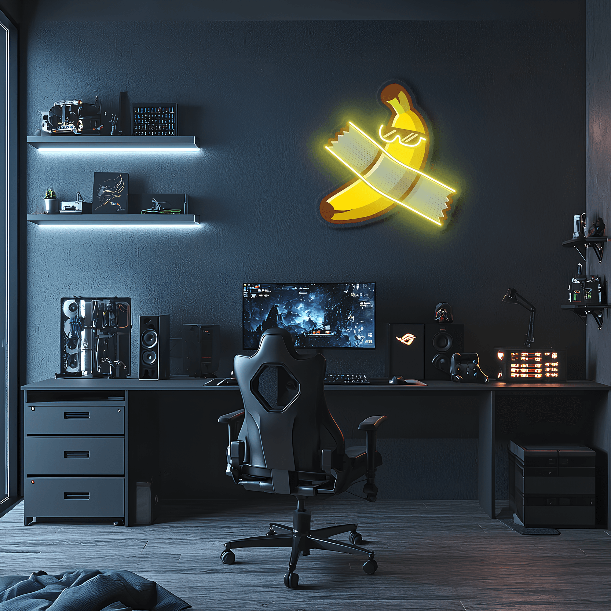 Handcrafted Banana Table Neon Sign - UV Print LED Wall Art Modern Home Bedroom Decor