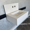 Engineered Quartz Bathroom Vessel Sink Handmade Modern Design Integrated Countertop