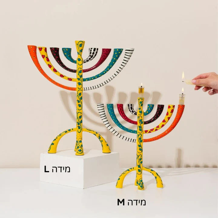 Enamel-Colored Luxury Hand-Crafted Menorah – The Classic Premium Series