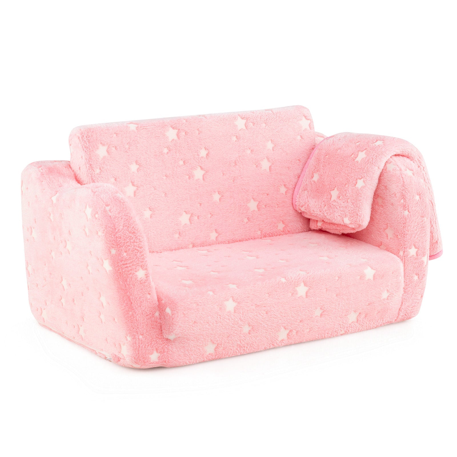 2-in-1 Folding Kids Couch with Blanket Glow in the Dark
