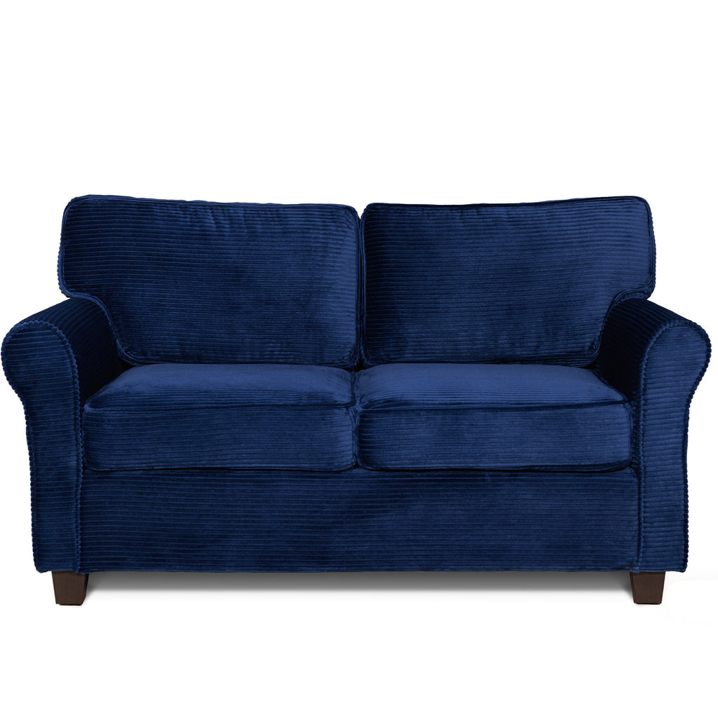 Loveseat Modern Corduroy Blue Removable Cushions Padded Arms 57 In 375 LB