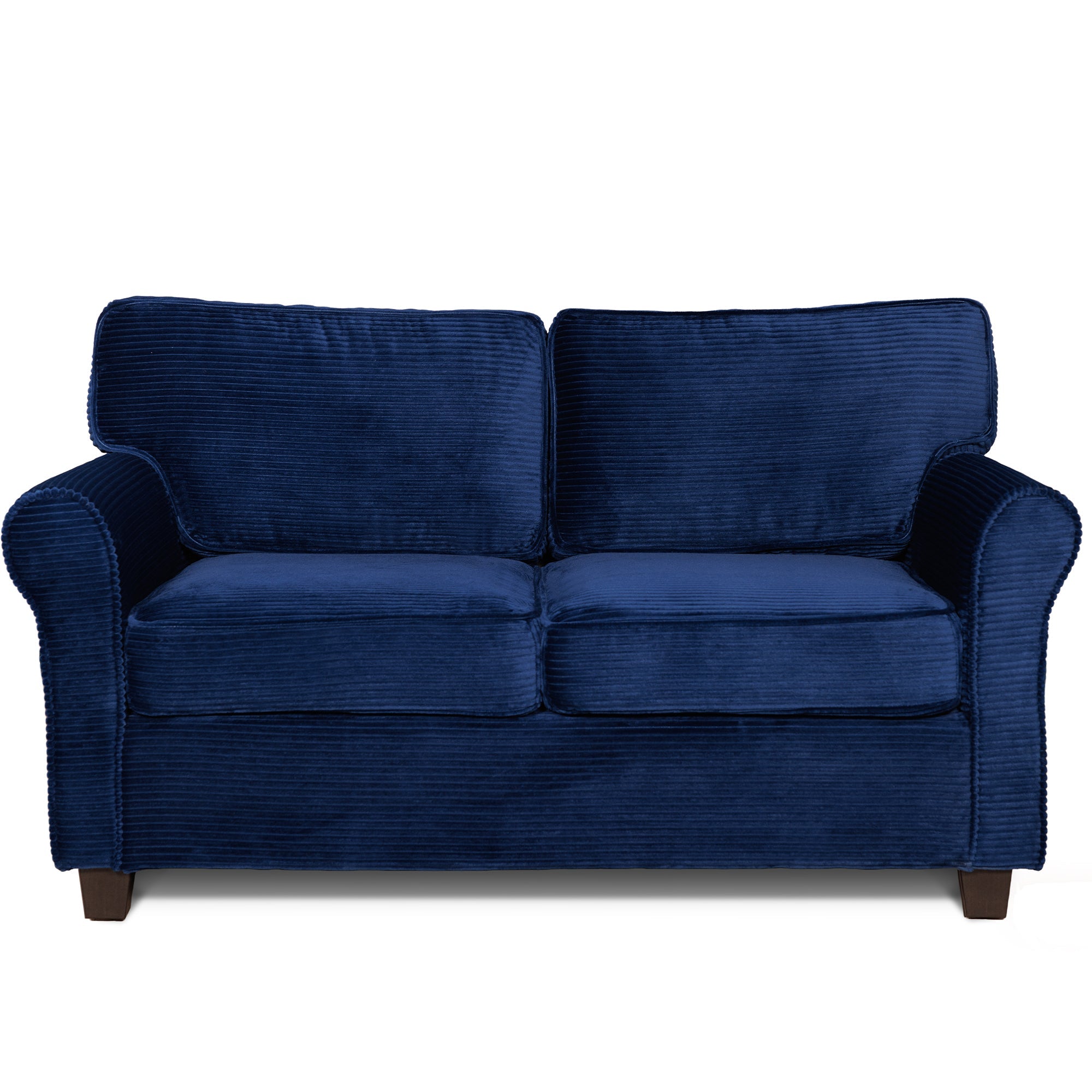 Loveseat Modern Corduroy Blue Removable Cushions Padded Arms 57 In 375 LB