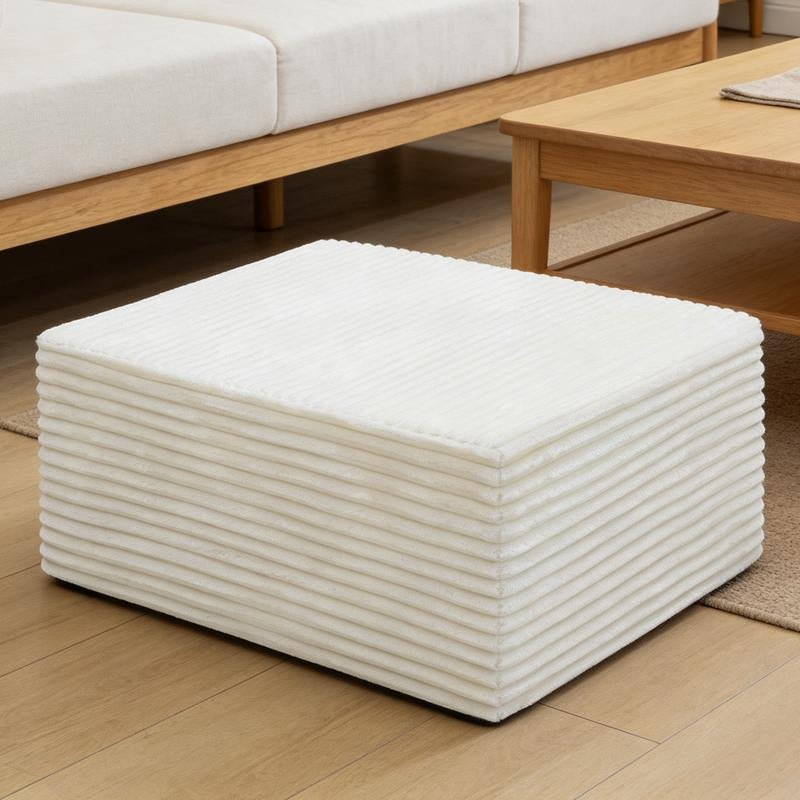 Luxury Corduroy Boneless Sofa with Matching Ottoman. This Footstool Is Suitable for Living Rooms, Bedrooms and Apartments. It Requires No Assembly and Is Made of Comfortable Flannel Fabric.