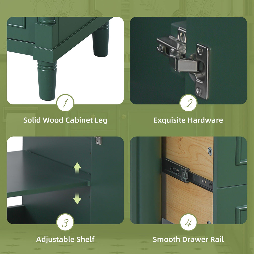 Bathroom Vanity With Sink, Freestanding Storage Cabinet & 2 Drawers And Soft Closing Door, Solid Legs, Frame, Basin,