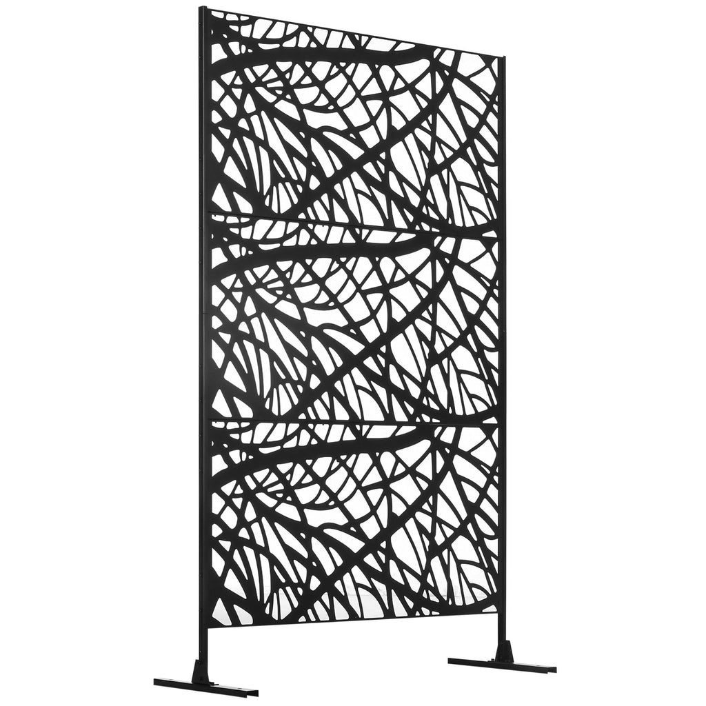 Outdoor Privacy Screen Steel Black Twisted Branch 3 Panel 48x78in