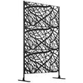 Outdoor Privacy Screen Steel Black Twisted Branch 3 Panel 48x78in