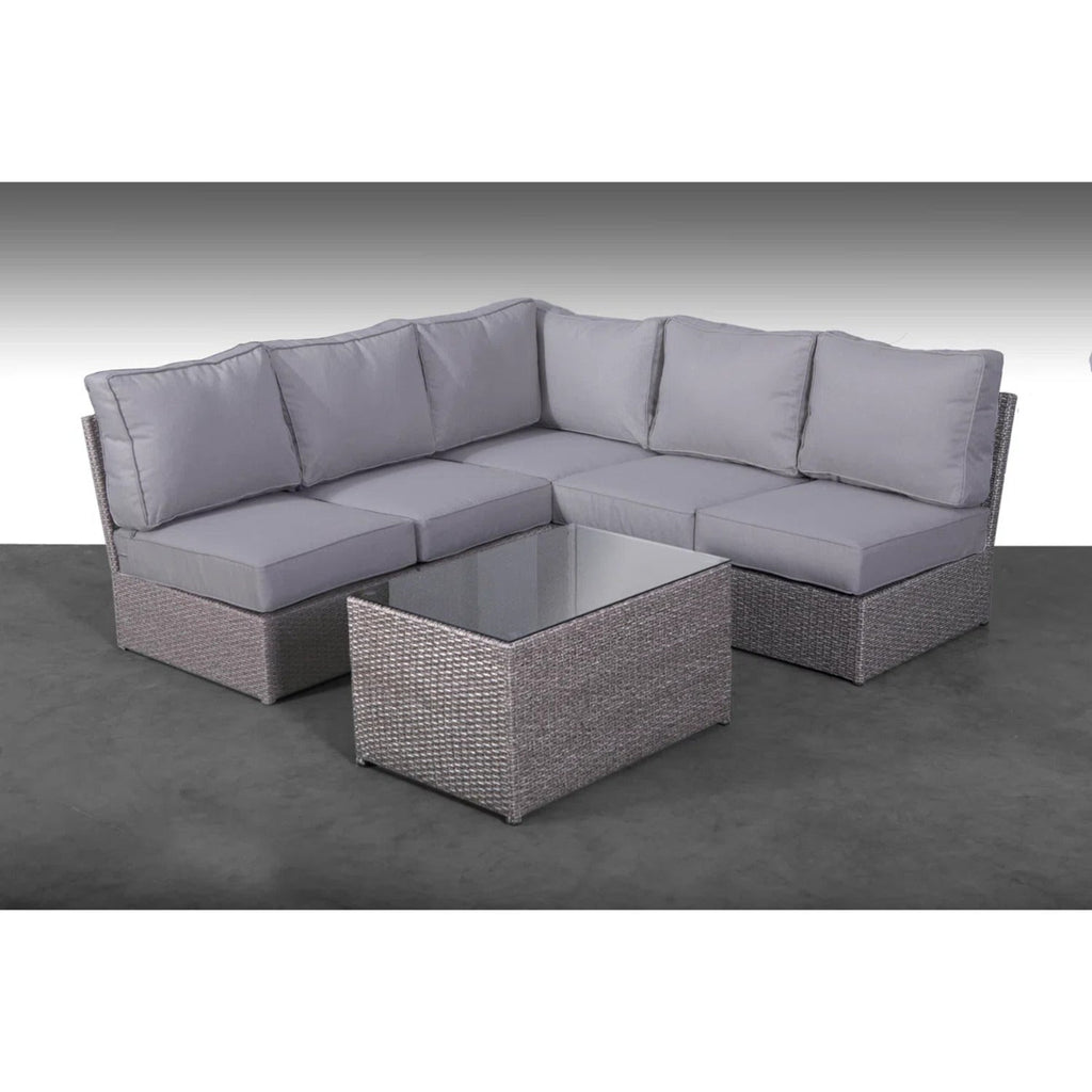Outdoor Patio Set HDPE Wicker Gray Mix 6 Piece Modular Seats 4