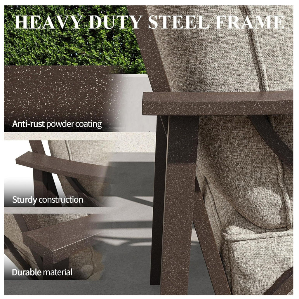 Outdoor Patio Set Steel Khaki Beige Cushion 2 Piece 70in Sofa