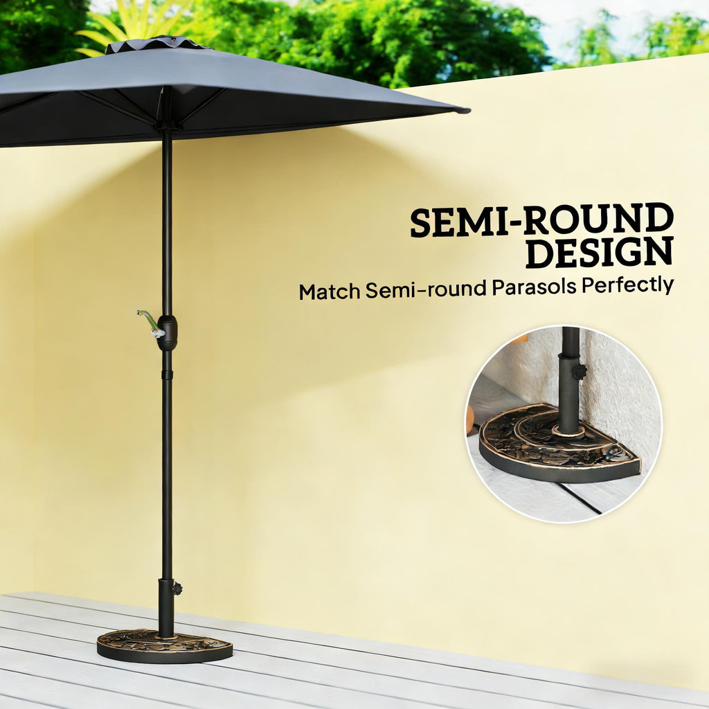 Patio Umbrella Half Round Base Bronze 19.75" x 12.25