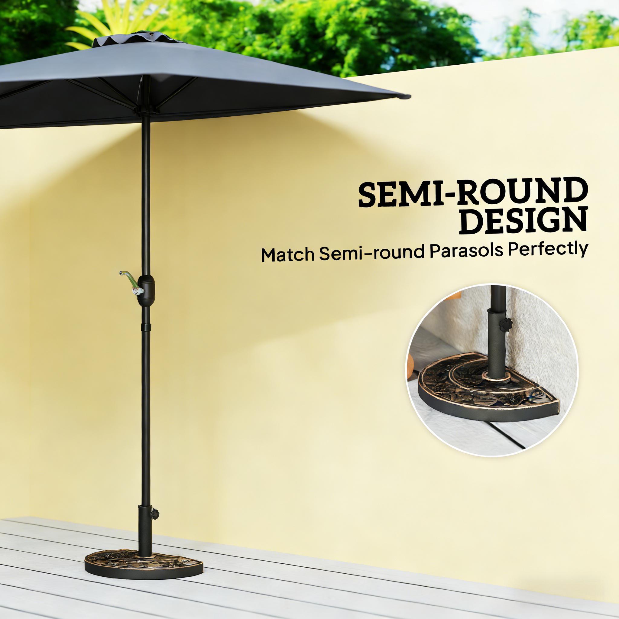 Patio Umbrella Half Round Base Bronze 19.75" x 12.25