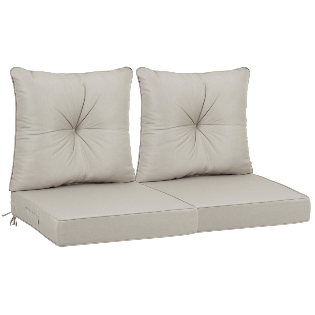 Outdoor Deep Seat Cushion Set Polyester Beige 24x24x4in Waterproof