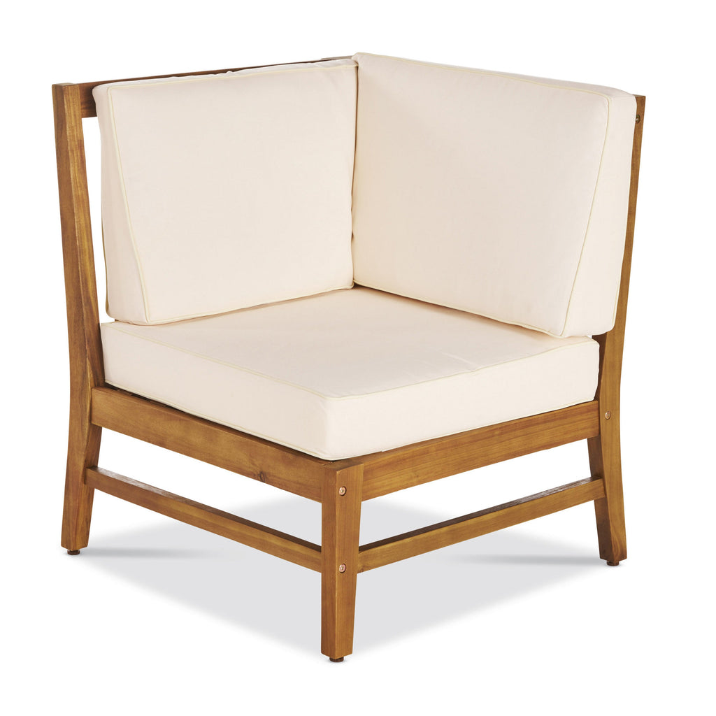 Outdoor Sectional Set Acacia Wood Cream 6 Piece Modular Seats 5