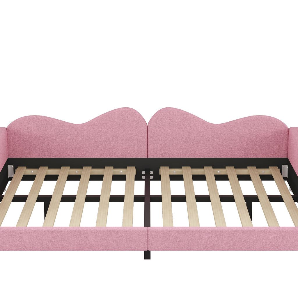 Upholstered Daybed, Sherpa Fabric Sofabed With Cloud-Shaped Backrest