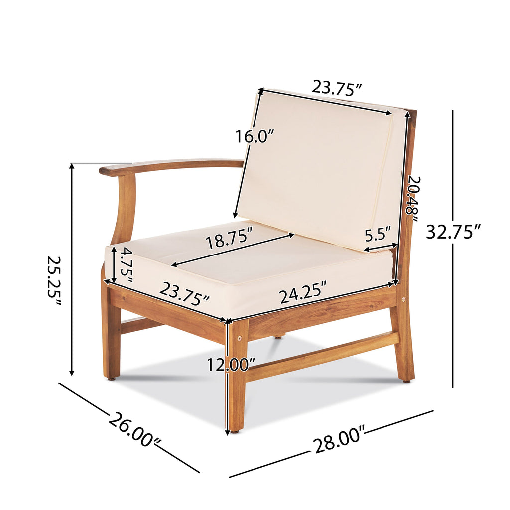 Outdoor Sectional Set Acacia Wood Cream 6 Piece Modular Seats 5