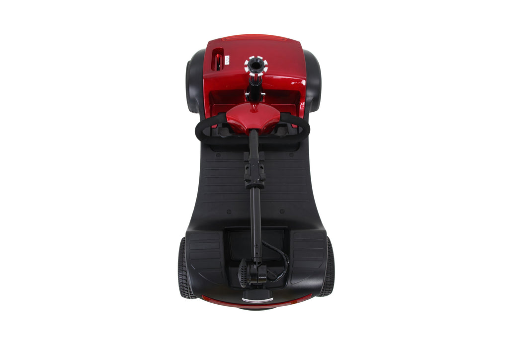 Mobility Scooter 4-Wheel Compact Metal Red 300 LB 10 Mile Rear Suspension