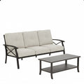 Outdoor Patio Set Steel Khaki Beige Cushion 2 Piece 70in Sofa