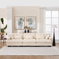 Sectional Sofa Cloud Modular Flannelette Beige 3 Seat 123 In 5 Pillows