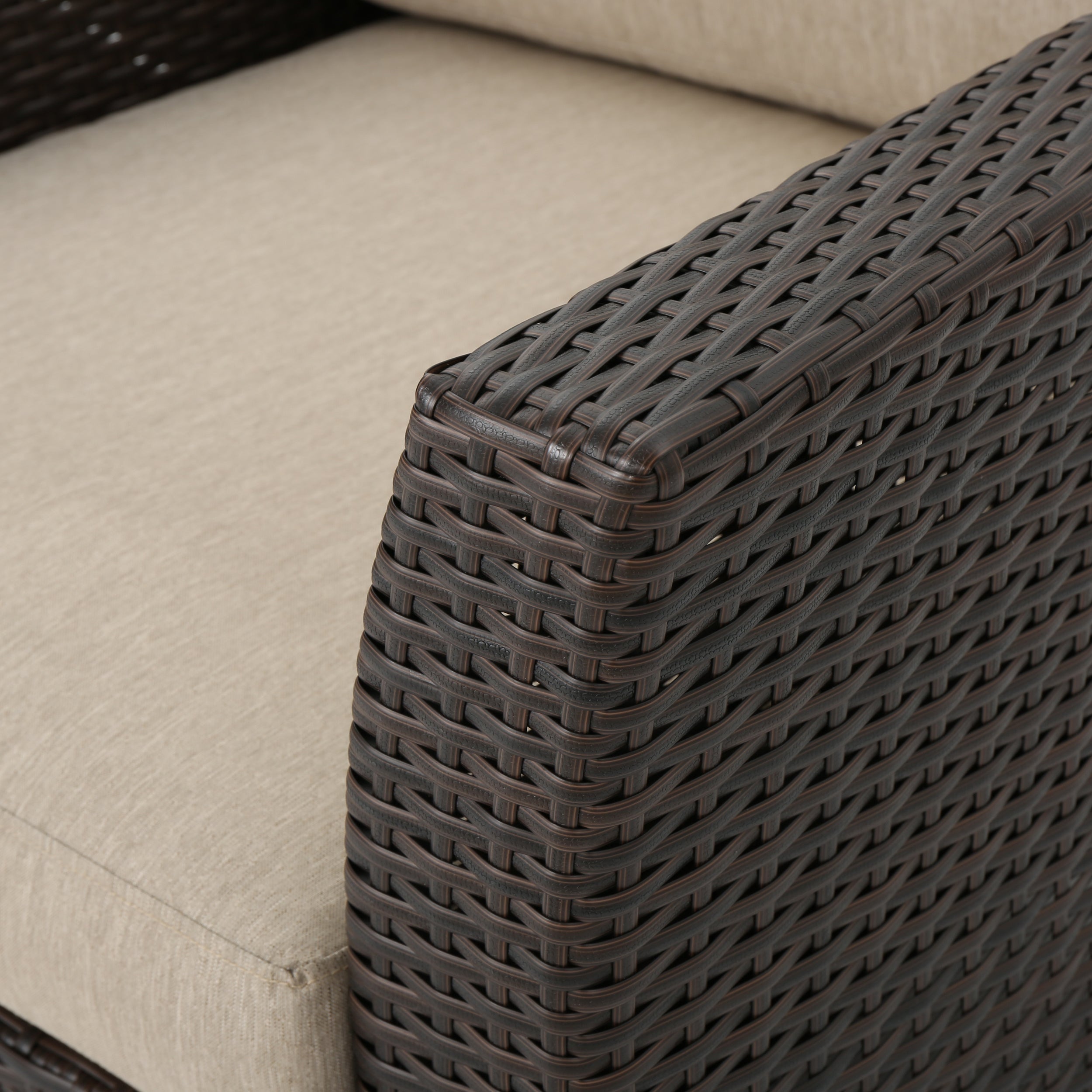 Club Chair PE Rattan Iron Brown Modern Outdoor