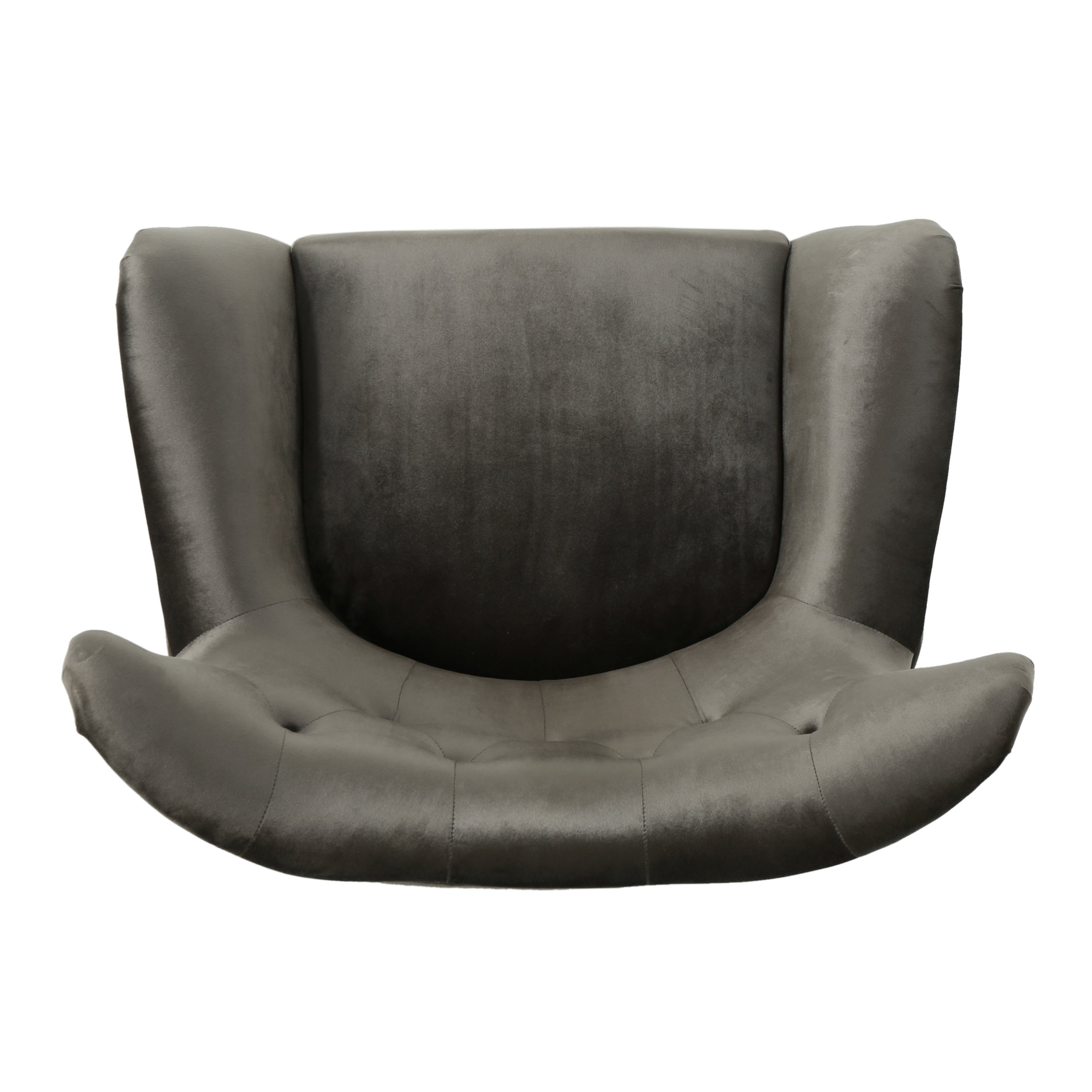 Accent Chair Mid-Century Wingback Velvet Tufted Gray Oak Frame 29x34x40 In