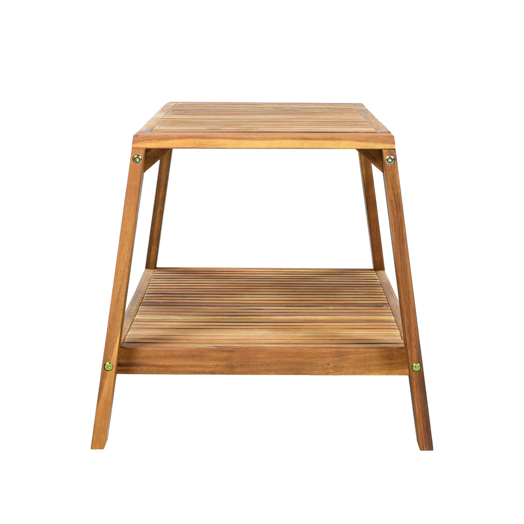 Outdoor Conversation Set Acacia Wood Teak Beige Cushion 2 Piece