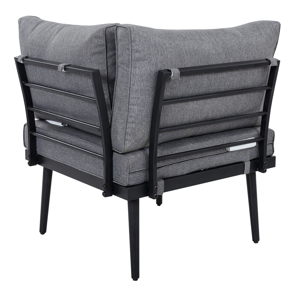 Outdoor Sectional Set Acacia Wood Steel Gray with Nesting Tables