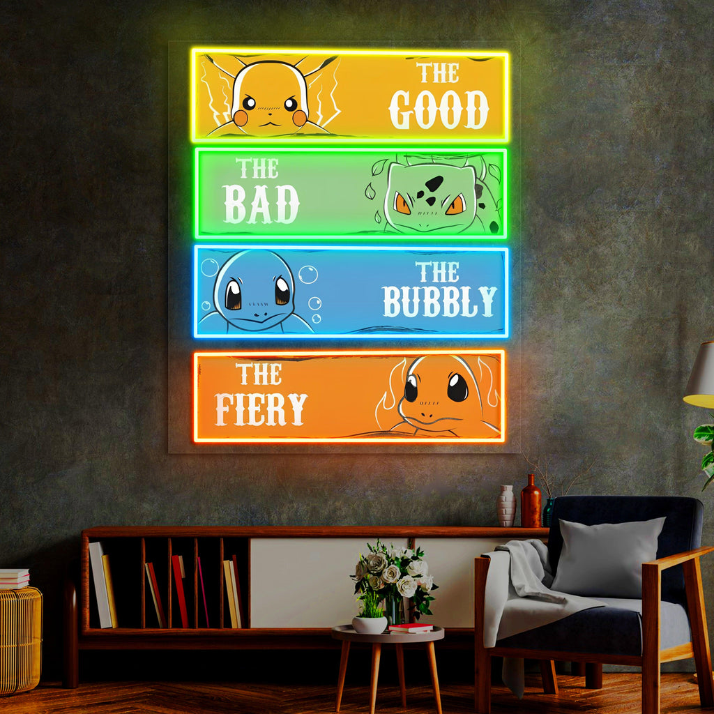 Pikachu LED Neon Wall Sign - Handcrafted UV Print Pokemon Acrylic Wall Decor Light