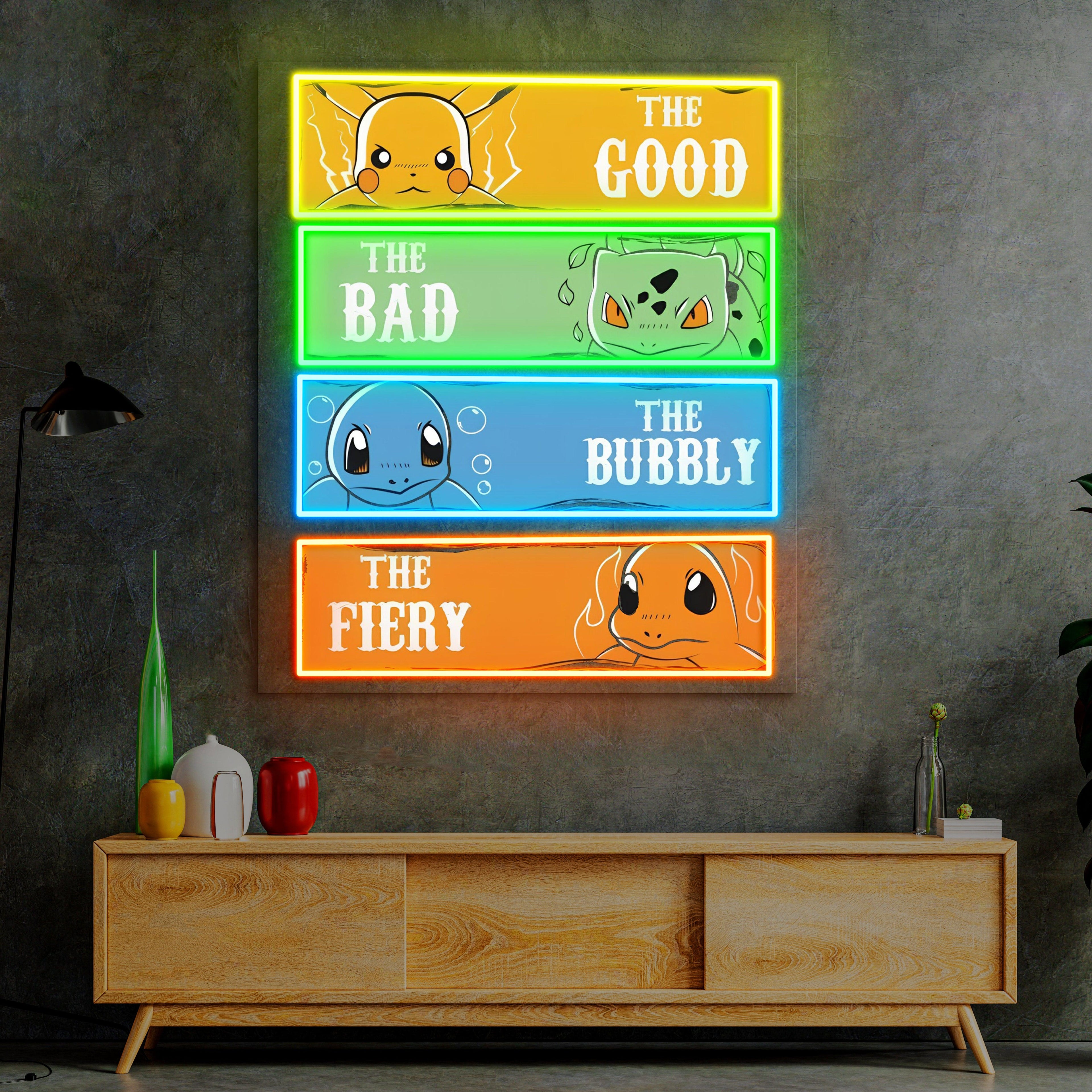 Pikachu LED Neon Wall Sign - Handcrafted UV Print Pokemon Acrylic Wall Decor Light