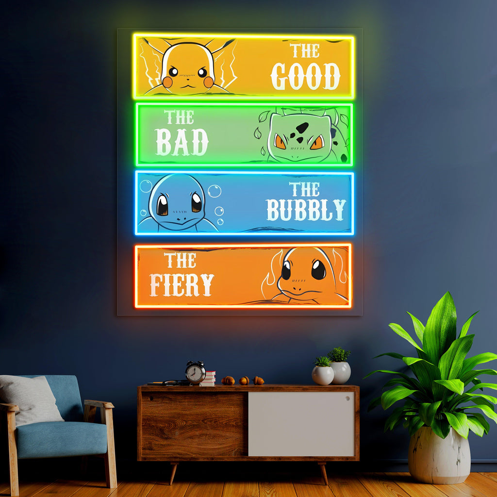 Pikachu LED Neon Wall Sign - Handcrafted UV Print Pokemon Acrylic Wall Decor Light