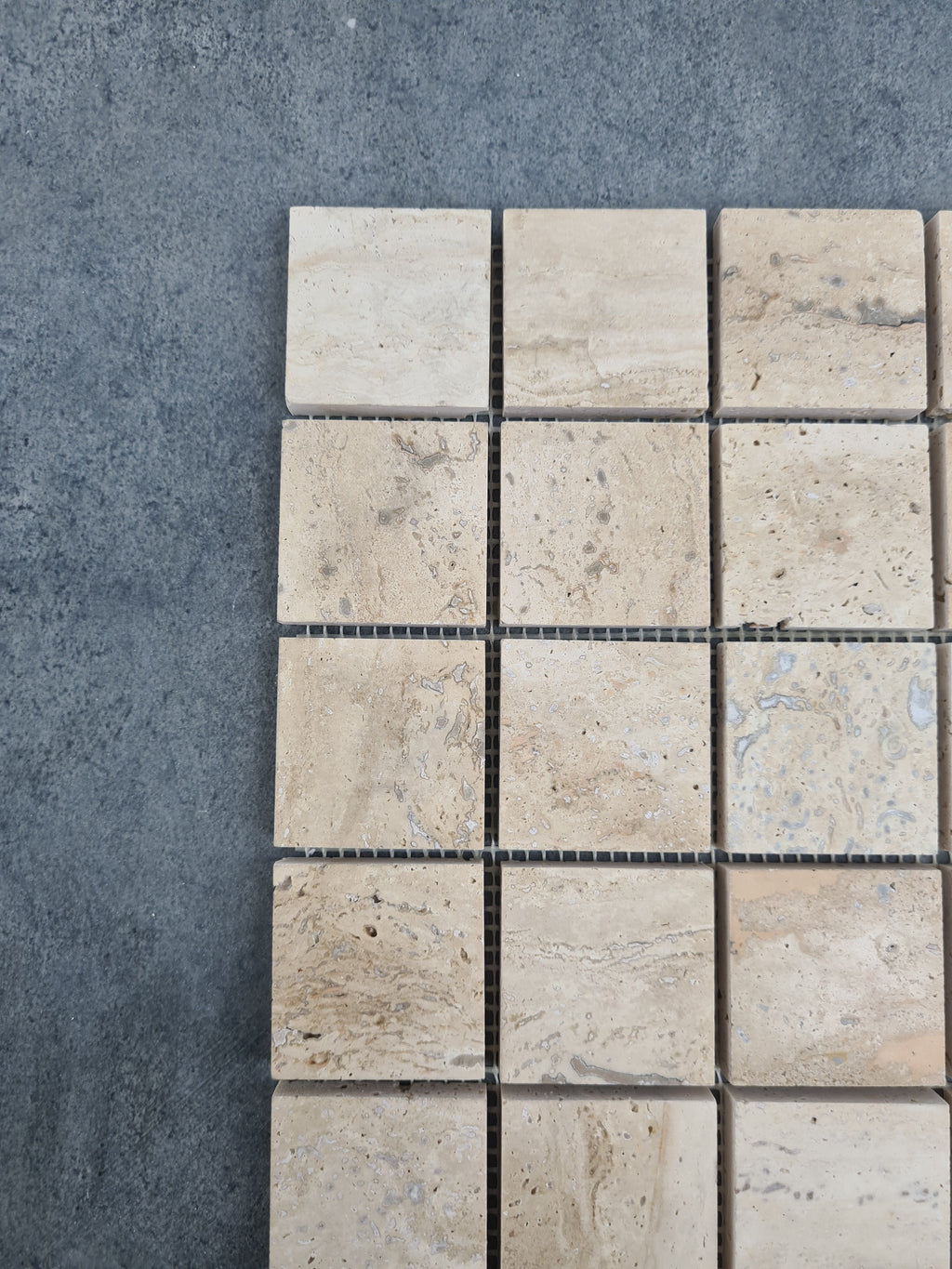 Honed Travertine Mesh-Mounted Mosaic Tile 12x12 - Soft Walnut Tone